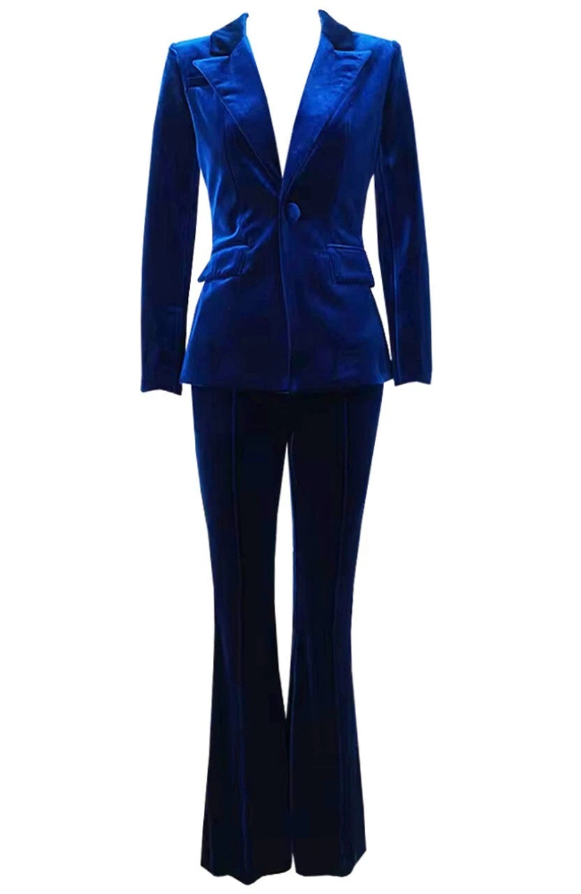 Women Velvet Wedding 2 Piece Suit Office Work Wear Bride and Bridesmaid Suit
