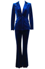 Women Velvet Wedding 2 Piece Suit Office Work Wear Bride and Bridesmaid Suit