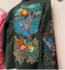 Bespoke Black Men's Customized Embroidered 2 Pc Western Style Wedding Cocktail