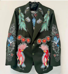 Bespoke Black Men's Customized Embroidered 2 Pc Western Style Wedding Cocktail