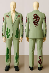 Vintage Western Nudie-Style Rhinestone Floral Cactus Cowboy 2 Pc Suit Wedding