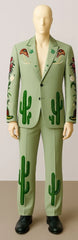 Vintage Western Nudie-Style Rhinestone Floral Cactus Cowboy 2 Pc Suit Wedding