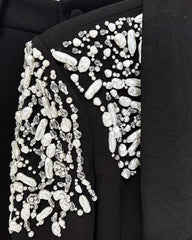Customized Black Women 2 Pc Embellished Suit Wedding Cocktail Prom Party Attire
