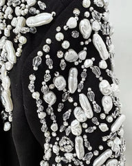 Customized Black Women 2 Pc Embellished Suit Wedding Cocktail Prom Party Attire