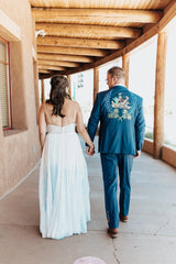 Customized Blue 2 Pc Embroidered Western Suit Wedding Cocktail Valentine Attire