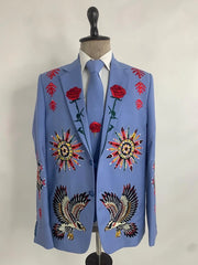 Vintage Western Nudie-Style Embroidered Cowboy 2 Pc Suit Wedding Cocktail Attire