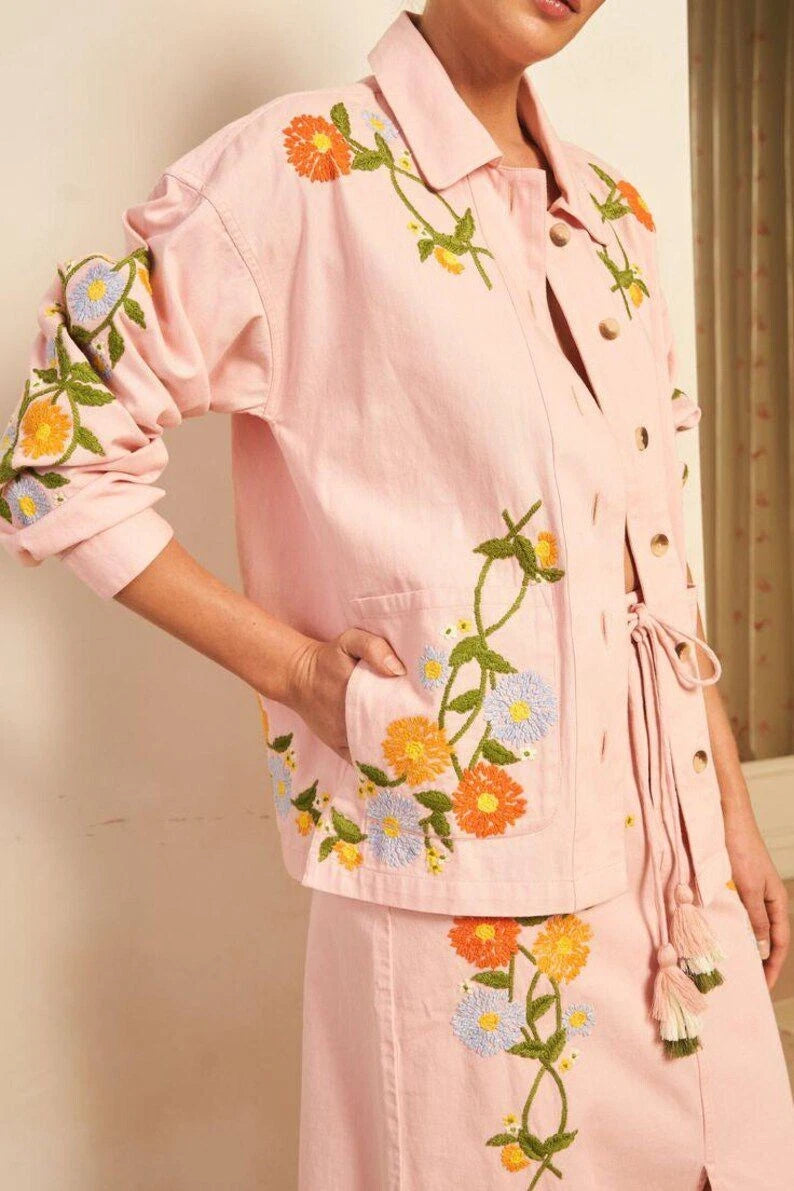 Customized Women 2 PC Embroidered Suit Wedding Cocktail Party Attire Office Wear