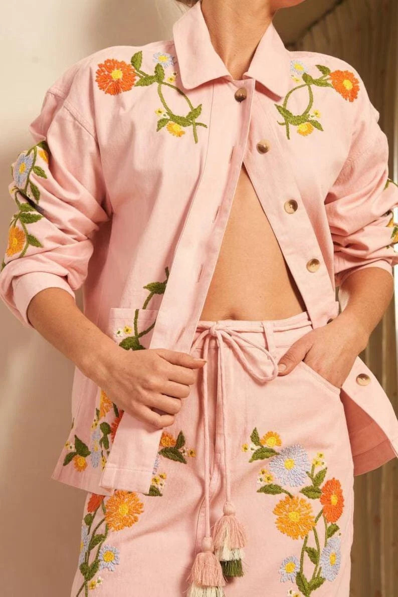 Customized Women 2 PC Embroidered Suit Wedding Cocktail Party Attire Office Wear