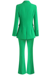 Bespoke Women Green 2 Piece Suit Peak Lapel Wedding Cocktail Prom Party Attire