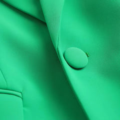 Bespoke Women Green 2 Piece Suit Peak Lapel Wedding Cocktail Prom Party Attire