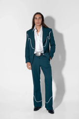 Customize Teal Blue Country Style 2 Pc Suit, Groomsmen & Groom Wedding Day Wear