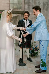 Men Cotton Blue Customize Crocodile Embroidered 2Pc Suit Wedding Cocktail Attire