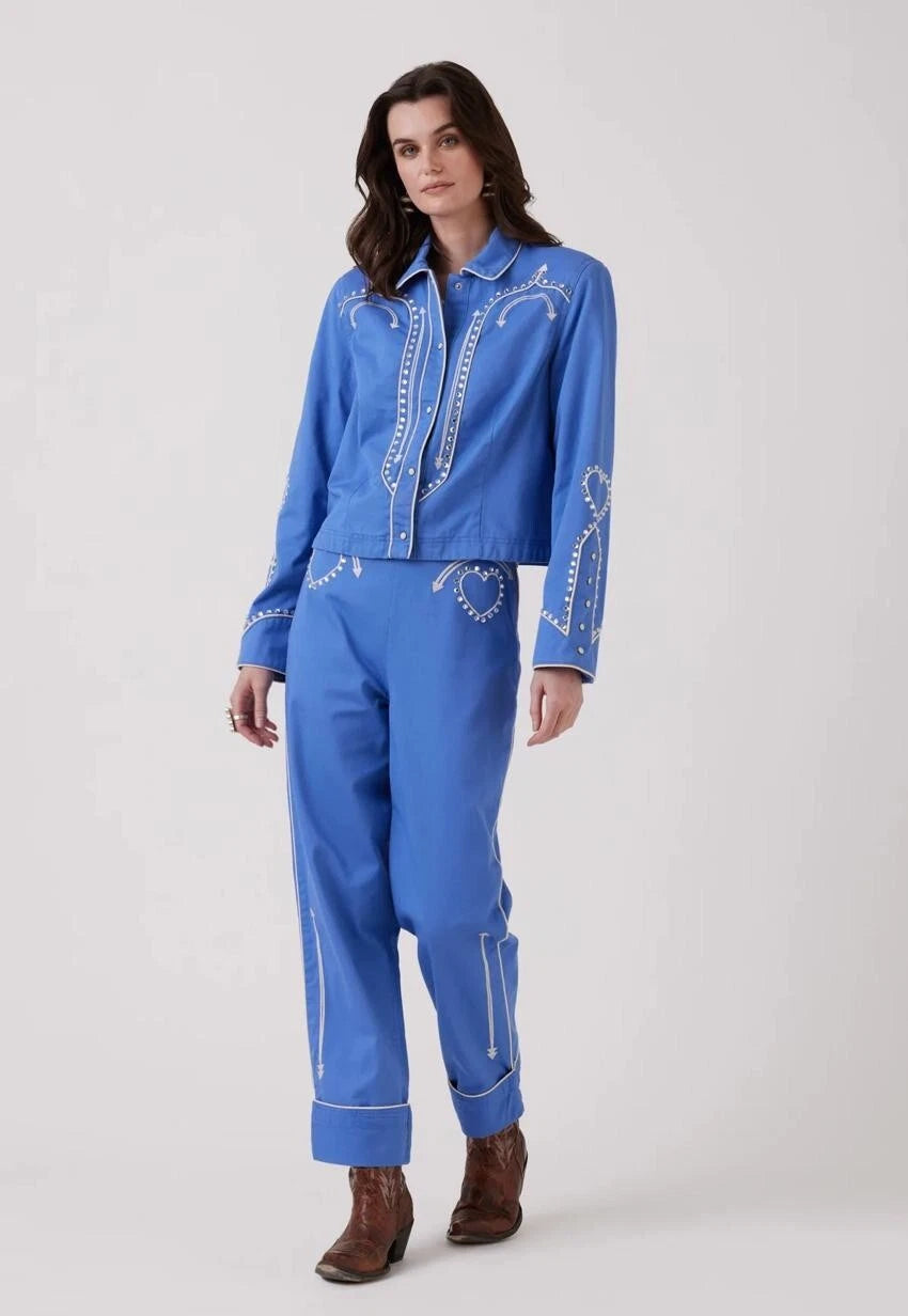Handmade Cowgirl 2 PC Embroidered Suit Wedding Cocktail Party Attire Office Wear