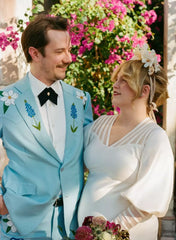 Men Cotton Blue Customize Crocodile Embroidered 2Pc Suit Wedding Cocktail Attire